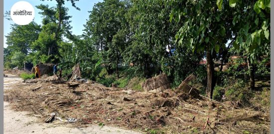 Demolished straw house at Birgunj Metropolitan City Ward 21, Parwanipur