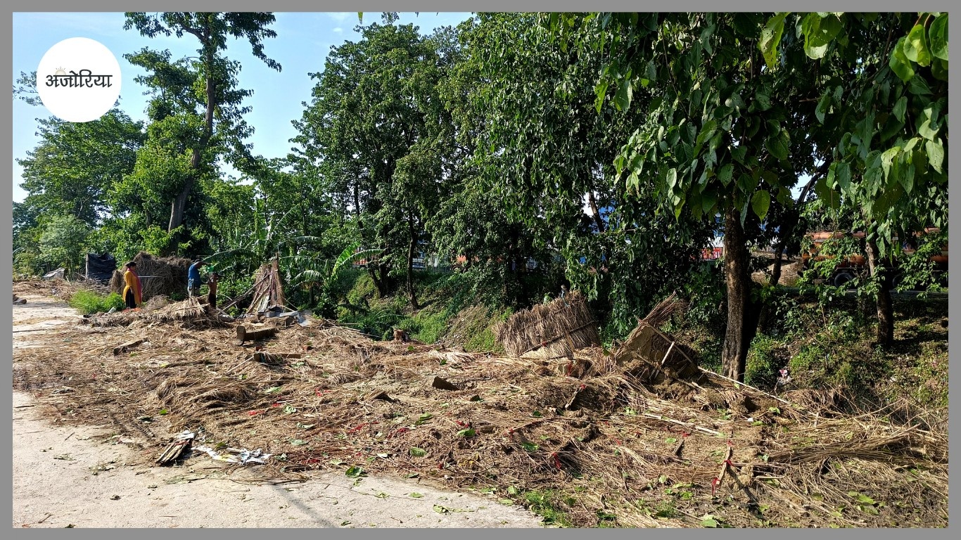 Demolished straw house at Birgunj Metropolitan City Ward 21, Parwanipur